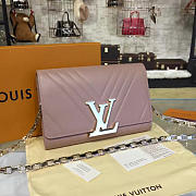 Fancybags louis vuitton original calfskin chain louise clutch light pink - 2