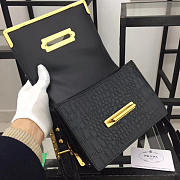 Fancybags Prada Black Crocodile and Leather Cahier Shoulder Bag 1BA045 - 2