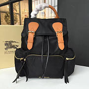 The Medium Rucksack in Technical Nylon and Leather Black - 1