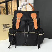 The Medium Rucksack in Technical Nylon and Leather Black - 2
