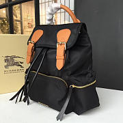 The Medium Rucksack in Technical Nylon and Leather Black - 3