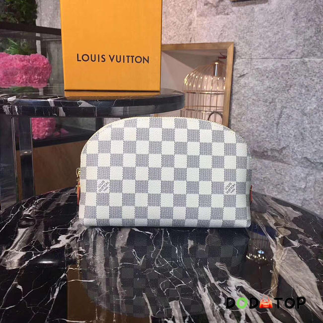 Fancybags Louis vuitton original damier azur cosmetic pouch white - 1