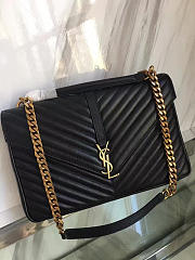 YSL Large College Tote Gold Metal Black Leather 392738 32 x 20 x 8.5 cm - 1