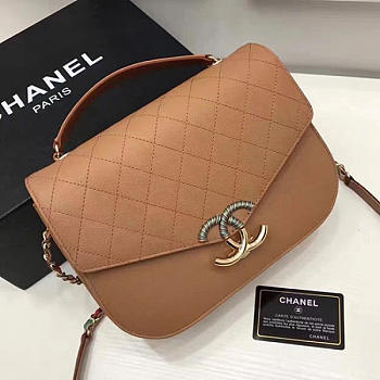 Fancybags Top Chanel Grained Calfskin CC Flap Bag with Top Handle Khaki A93633 VS05669