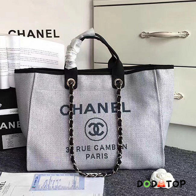 Fancybags Chanel Grey Canvas Large Deauville Shopping Bag A68046 VS07815 - 1