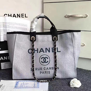 Fancybags Chanel Grey Canvas Large Deauville Shopping Bag A68046 VS07815