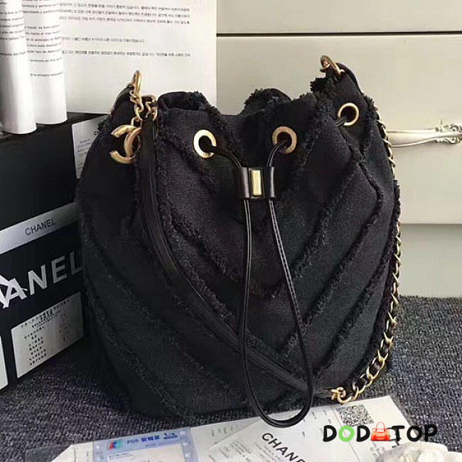 Fancybags Fashion Chanel Canvas Patchwork Drawstring Bag Black A93727 VS08534 - 1