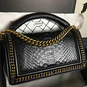 Fancybags Chanel Snake Leather Boy Bag with Top Handle Black Gold A14041 VS02449 - 6