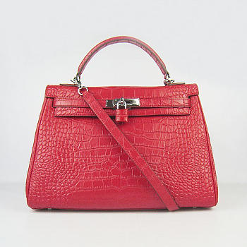 Fancybags Hermes Replica Hermes Kelly 6108 Red Crocodile Bag