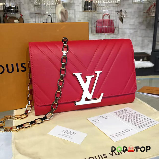 Fancybags louis vuitton original calfskin chain louise clutch M54113 red - 1