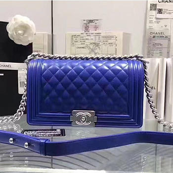 Fancybags Chanel Blue Quilted Lambskin Medium Boy Bag A67086 VS03157
