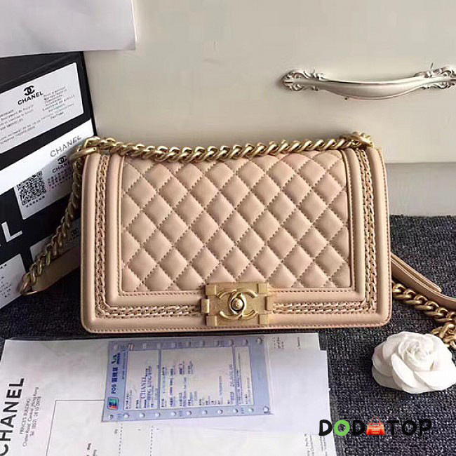 Fancybags Chanel Lambskin Medium Boy Bag A67086 Beige 2017 VS02723 - 1