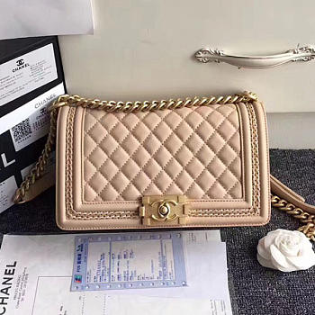 Fancybags Chanel Lambskin Medium Boy Bag A67086 Beige 2017 VS02723