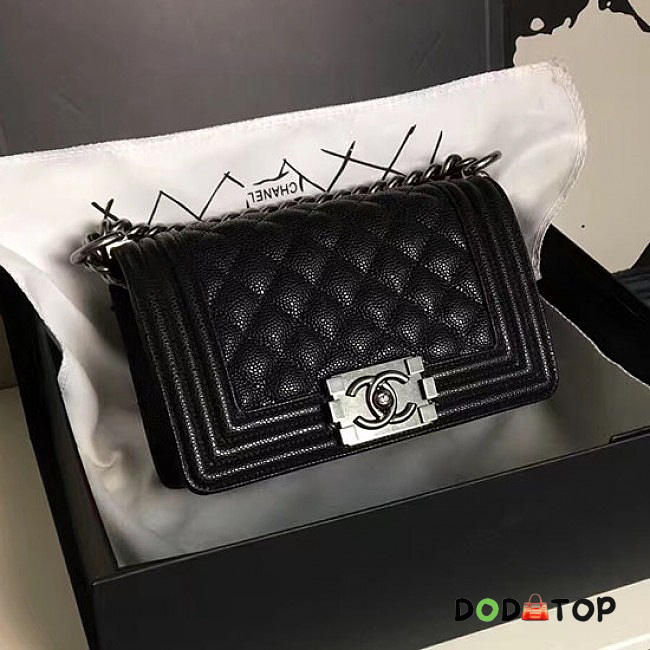 Fancybags Chanel Small Quilted Caviar Boy Bag Black Silver A13043 VS03258 - 1