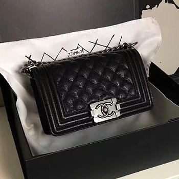 Fancybags Chanel Small Quilted Caviar Boy Bag Black Silver A13043 VS03258