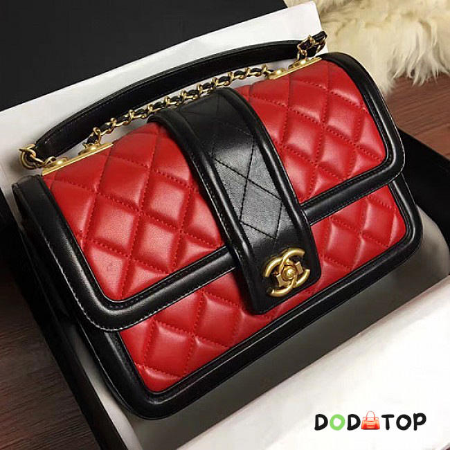 Fancybags Chanel Quilted Lambskin Flap Bag Red and Black A91365 VS01992 - 1