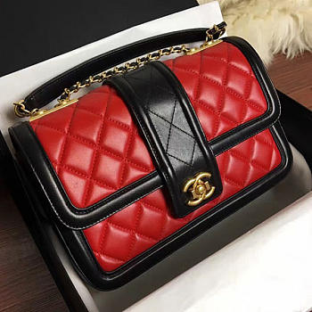 Fancybags Chanel Quilted Lambskin Flap Bag Red and Black A91365 VS01992