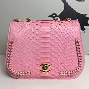 Fancybags Chanel Snake Leather Flap Shoulder Bag Pink A98774 VS09287 - 1