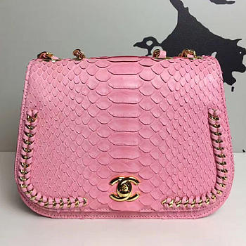 Fancybags Chanel Snake Leather Flap Shoulder Bag Pink A98774 VS09287