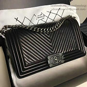 Fancybags Chanel Medium Chevron Lambskin Boy Bag Black A13043 VS03203 - 6
