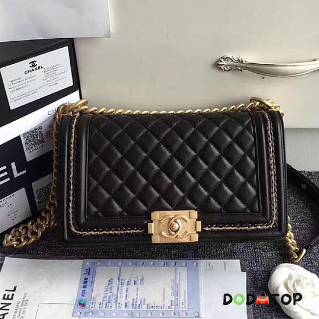 Fancybags Chanel Lambskin Medium Boy Bag A67086 Black 2017 VS03723 - 1