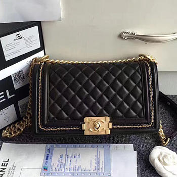 Fancybags Chanel Lambskin Medium Boy Bag A67086 Black 2017 VS03723