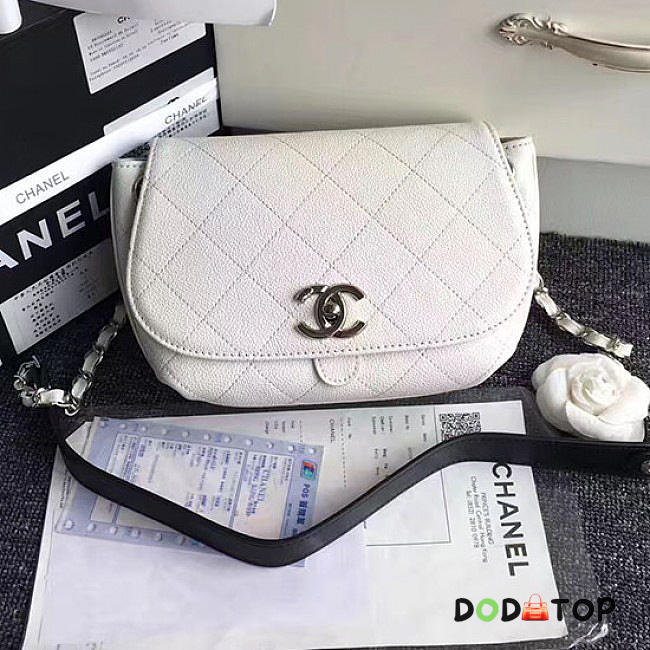 Fancybags Chanel Grained Calfskin Shoulder Bag White A92949 VS07753 - 1