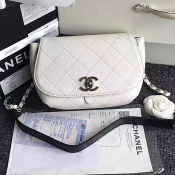 Fancybags Chanel Grained Calfskin Shoulder Bag White A92949 VS07753