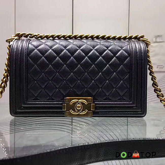 Fancybags Chanel Black Quilted Caviar Medium Boy Bag Gold Hardware A67086 VS01578 - 1