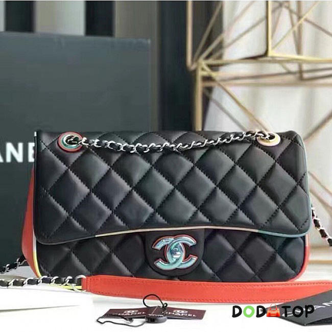Fancybags Chanel Black Multicolor Lambskin Resin Small Flap Bag A150301 VS02961 - 1