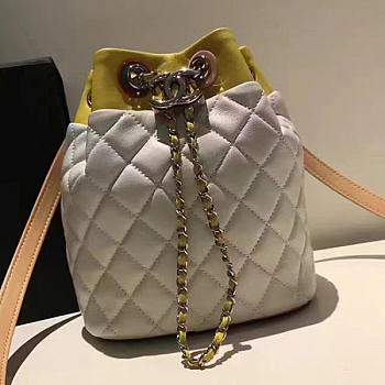 Fancybags Chanel Small Drawstring Bag in White Lambskin and Resin A93730 VS07947
