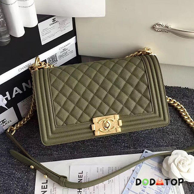 Fancybags Chanel Green Quilted Caviar Medium Boy Bag A67086 VS09827 - 1