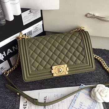 Fancybags Chanel Green Quilted Caviar Medium Boy Bag A67086 VS09827
