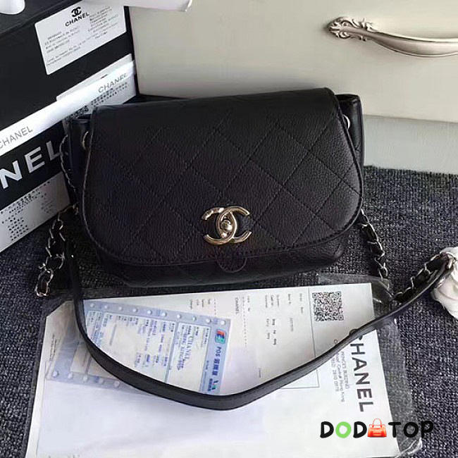 Fancybags Top Chanel Grained Calfskin Shoulder Bag Black A92949 VS08810 - 1