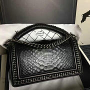 Fancybags Chanel Snake Leather Boy Bag with Top Handle Black Silver A14041 VS06643 - 6
