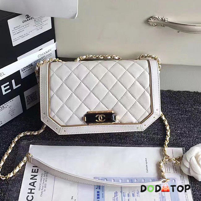 Fancybags Chanel Lambskin and Metallic Calfskin Flap Bag White A91836 VS08209 - 1