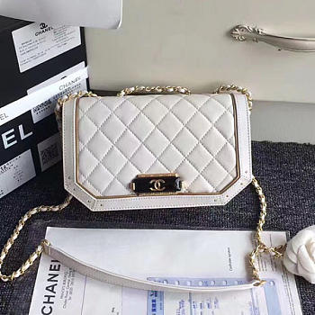Fancybags Chanel Lambskin and Metallic Calfskin Flap Bag White A91836 VS08209