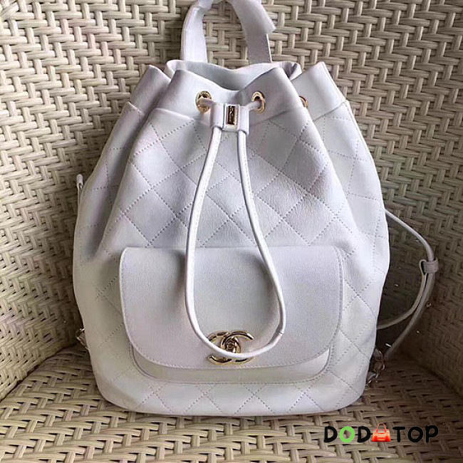Fancybags Chanel Calfskin and Caviar Backpack White A98235 VS08529 - 1