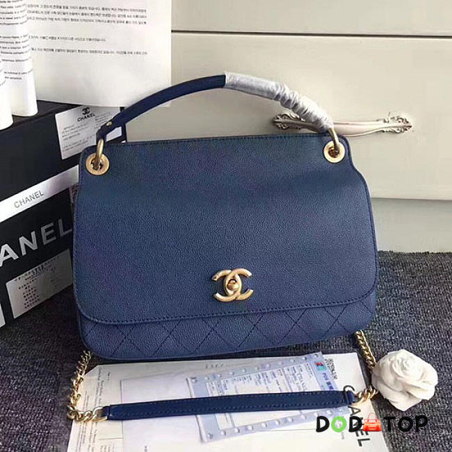 Fancybags Chanel Grained Calfskin Flap Bag with Top Handle Blue A93757 VS02159 - 1