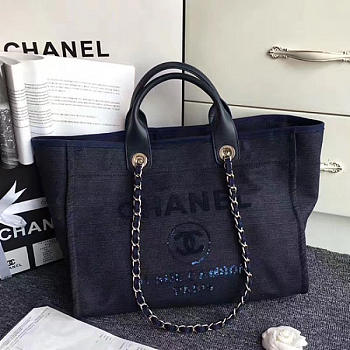 Fancybags Chanel Canvas and Sequins Cubano Trip Deauville Shopping Bag Blue A66941 VS06532
