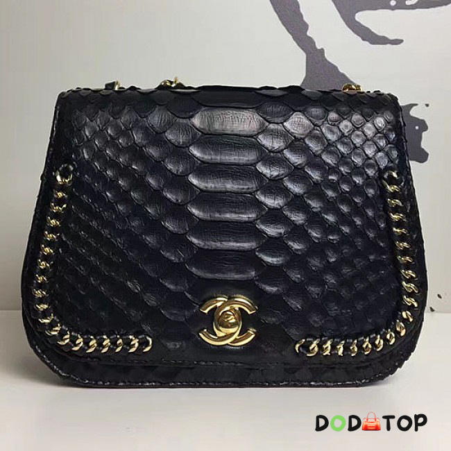 Fancybags Chanel Snake Leather Flap Shoulder Bag Black A98774 VS02501 - 1