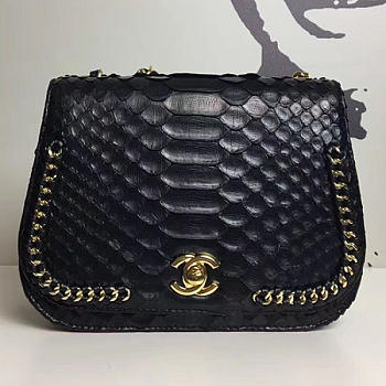 Fancybags Chanel Snake Leather Flap Shoulder Bag Black A98774 VS02501