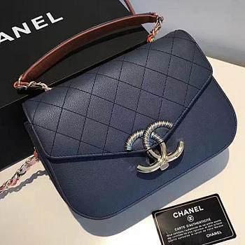 Fancybags Chanel Grained Calfskin CC Flap Bag with Top Handle Blue A93633 VS06142