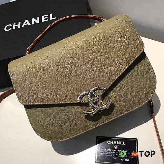 Fancybags Chanel Grained Calfskin CC Flap Bag with Top Handle Green A93633 VS09198 - 1