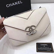 Fancybags Chanel Grained Calfskin Chevron Flap Bag White A93774 VS06416 - 1
