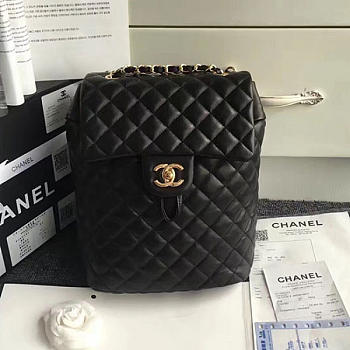 Fancybags Chanel Urban Spirit Quilted Lambskin Backpack Black Gold Hardware 170302 VS04228