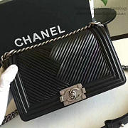 Fancybags Chanel Medium Chevron Lambskin Boy Bag Black A13044 VS09296 - 4