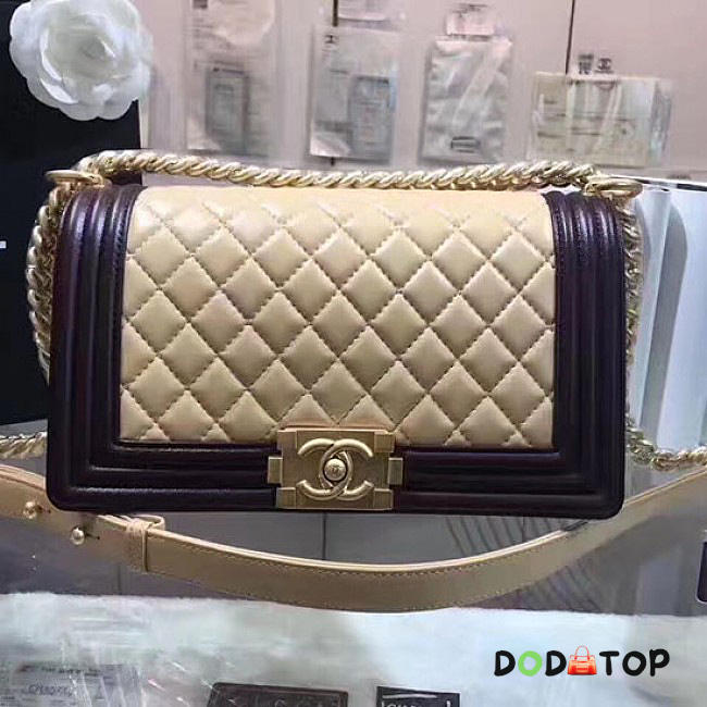 Fancybags Top Chanel Beige Quilted Lambskin Medium Boy Bag A67086 VS04771 - 1