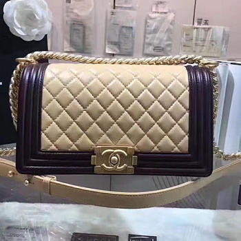 Fancybags Top Chanel Beige Quilted Lambskin Medium Boy Bag A67086 VS04771