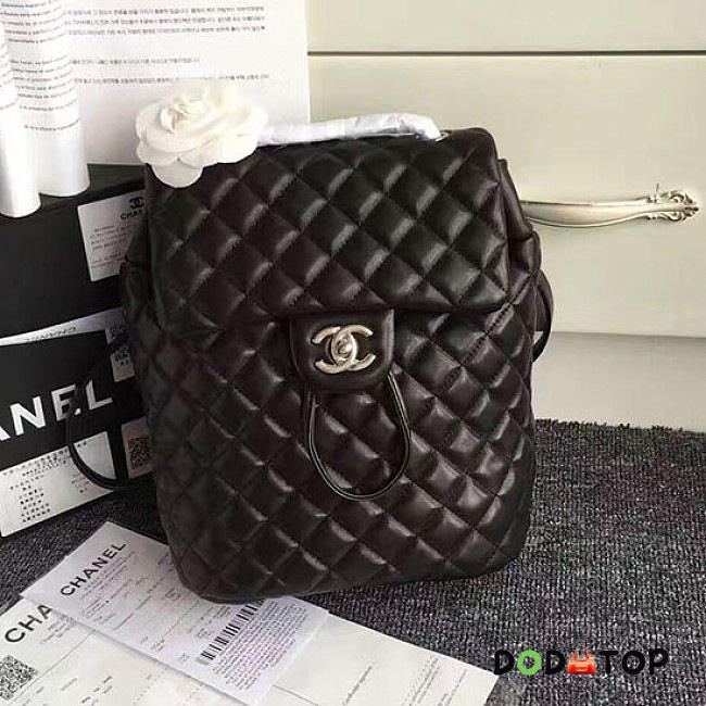 Fancybags Chanel Urban Spirit Quilted Lambskin Backpack Black Silver Hardware 170302 VS06576 - 1
